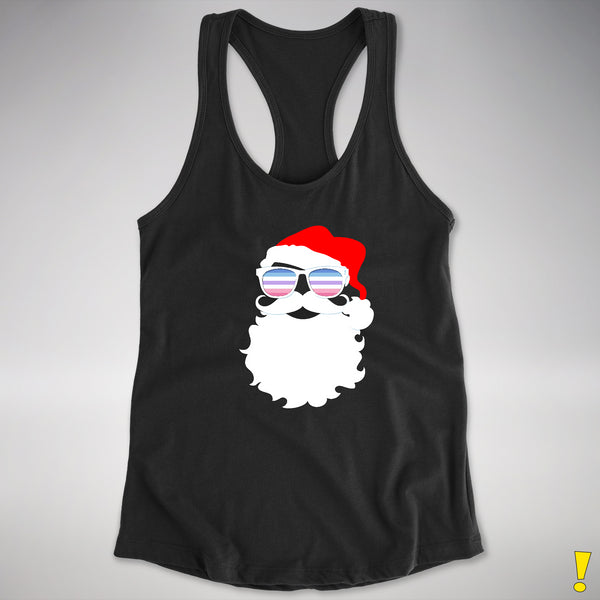Santa Cutout BigenderSanta’s Bigender Pride Flag Shades Racerback Tank - Black